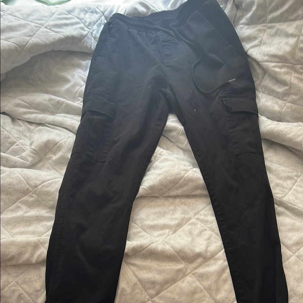 Black Cargo Pants with Straight-Leg Cut